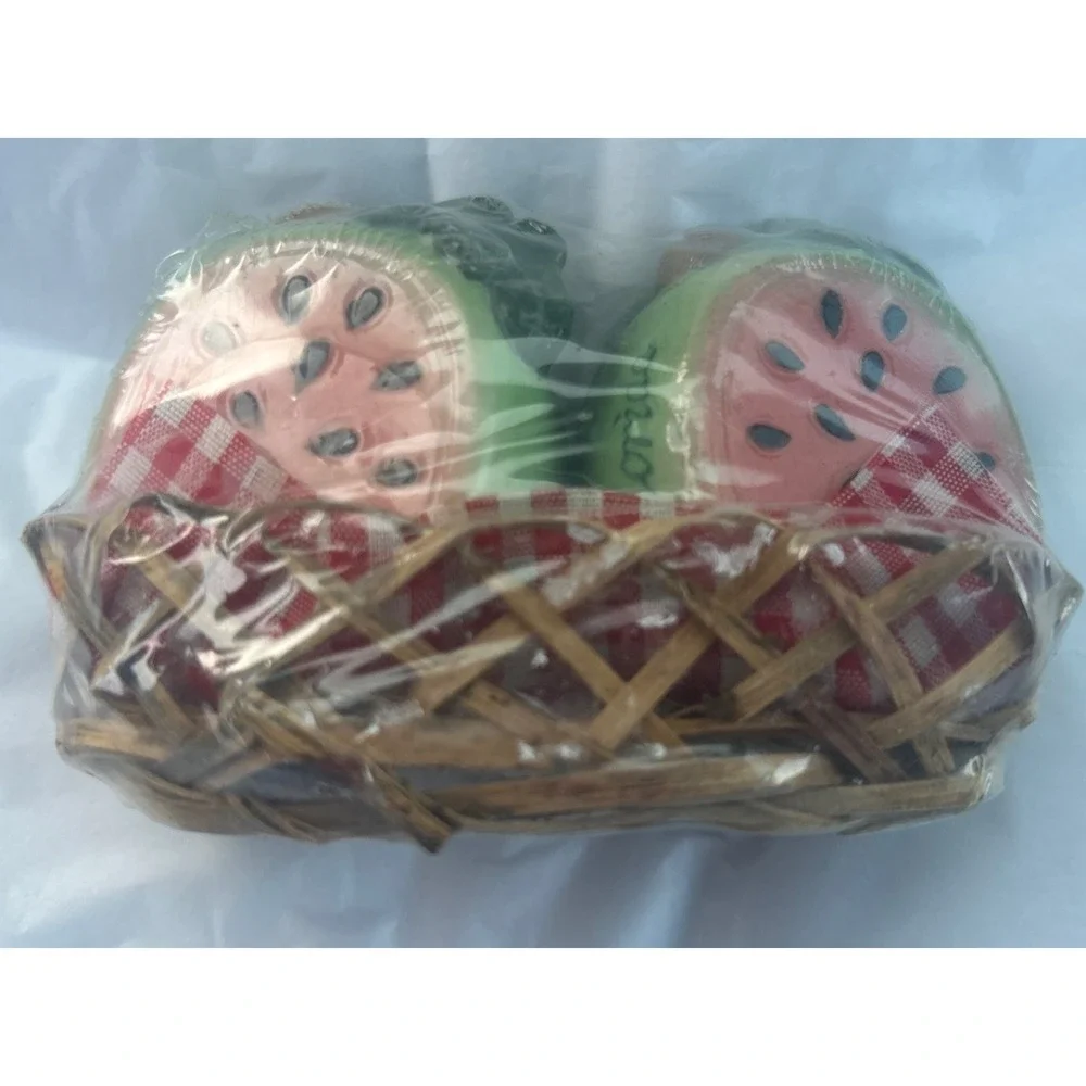 Vintage Florida Souvenir Watermelon Salt & Pepper Shakers Set New Old Stock Seal